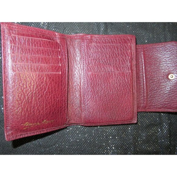 Etienne Aigner Vintage Burgundy Maroon Pebbled Leather Kisslock Clasp Wallet - Picture 4 of 8